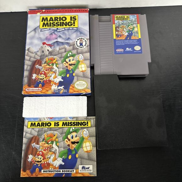 Mario is Missing (Nintendo Entertainment System, 1993) W/ Insert, Manual, Sleeve - Picture 1 of 14